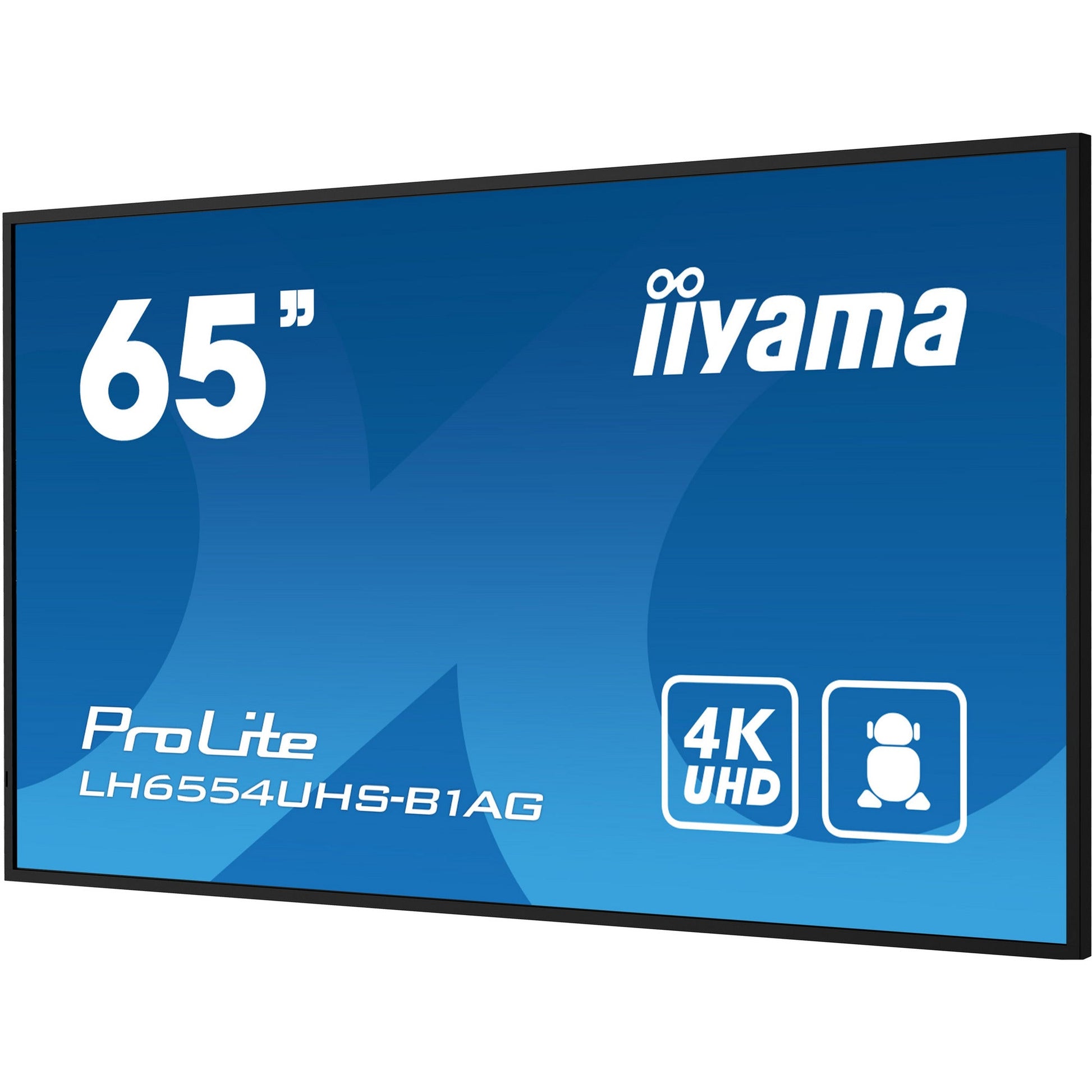 Dark Cyan Iiyama ProLite LH6554UHS-B1AG 65" 4K UHD Professional Digital Signage 24/7 display featuring Android OS, FailOver and Intel® SDM slot