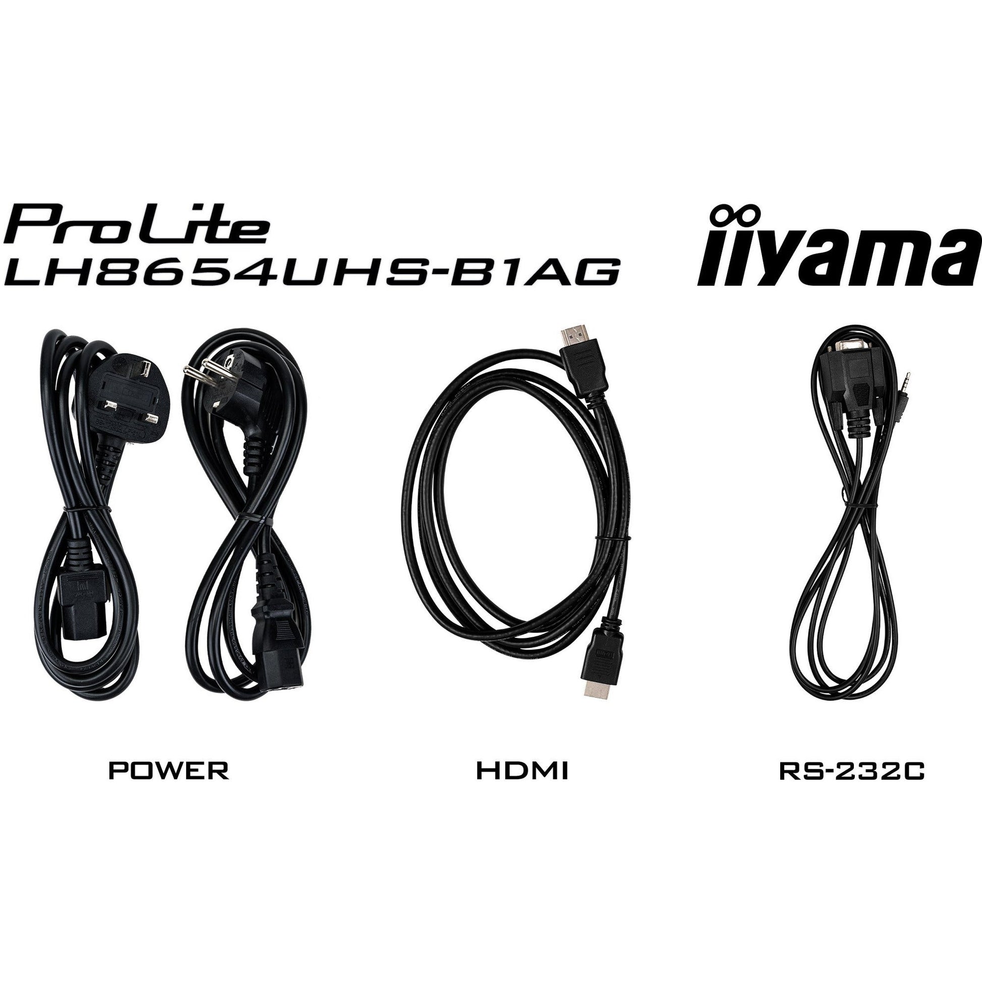 Black Iiyama PROLITE LH8654UHS-B1AG 86" 4K UHD Professional Digital Signage 24/7 display featuring Android OS, FailOver and Intel® SDM slot