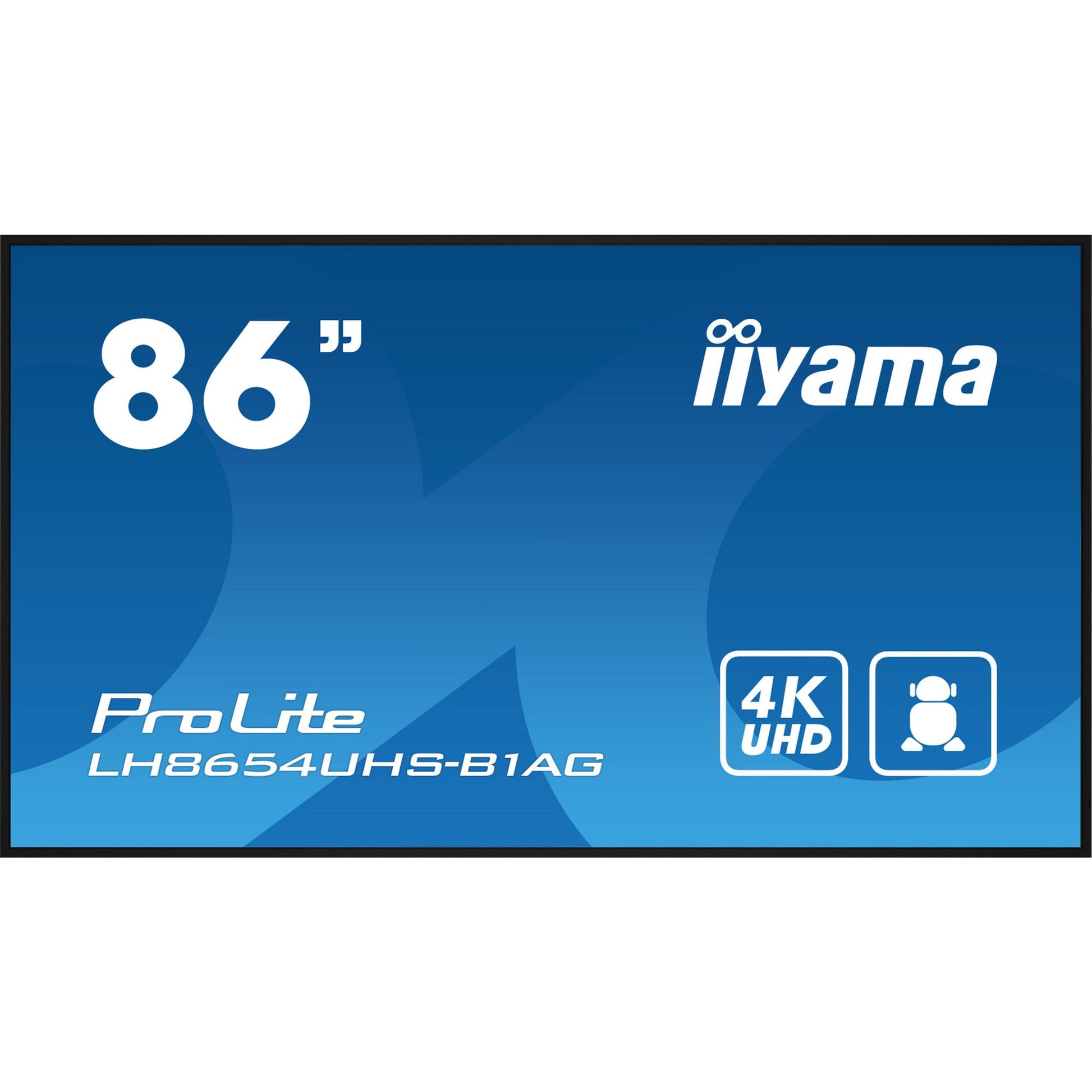 Dark Cyan Iiyama PROLITE LH8654UHS-B1AG 86" 4K UHD Professional Digital Signage 24/7 display featuring Android OS, FailOver and Intel® SDM slot
