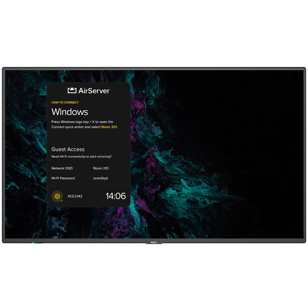 Black NEC MultiSync® M551 AirServer LCD 55" Midrange Large Format Display (incl. AirServer® Embedded Screen Mirroring Solution)