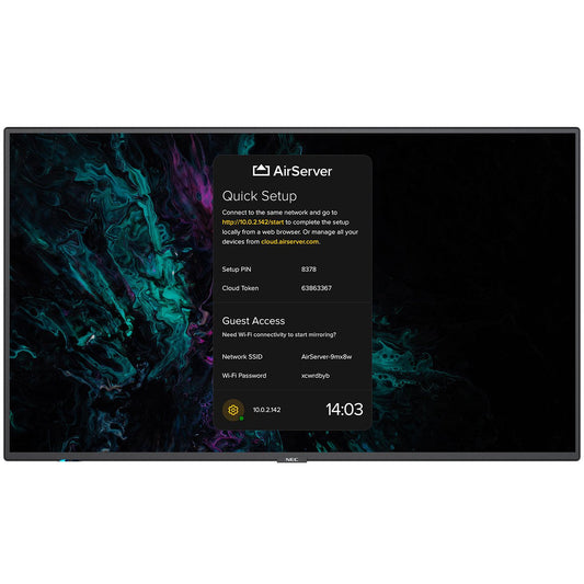 Black NEC MultiSync® M651 AirServer LCD 65" Midrange Large Format Display (incl. AirServer® Embedded Screen Mirroring Solution)