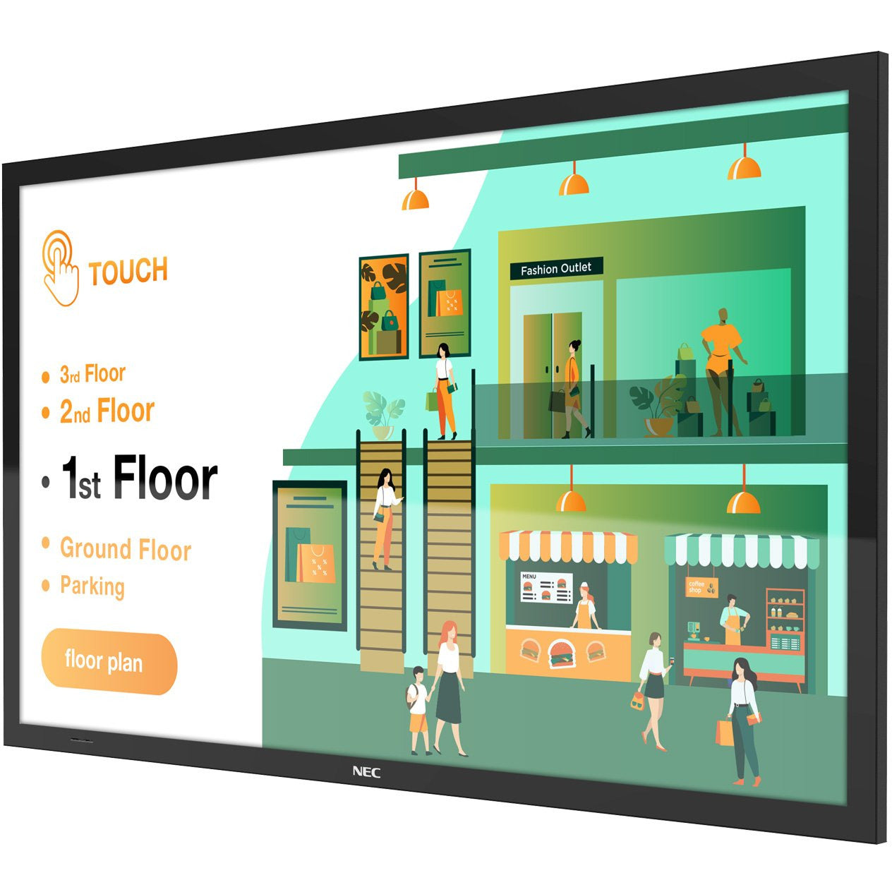 Slate Gray NEC MultiSync® M651 PCAP LCD 65" PCAP Touch Display