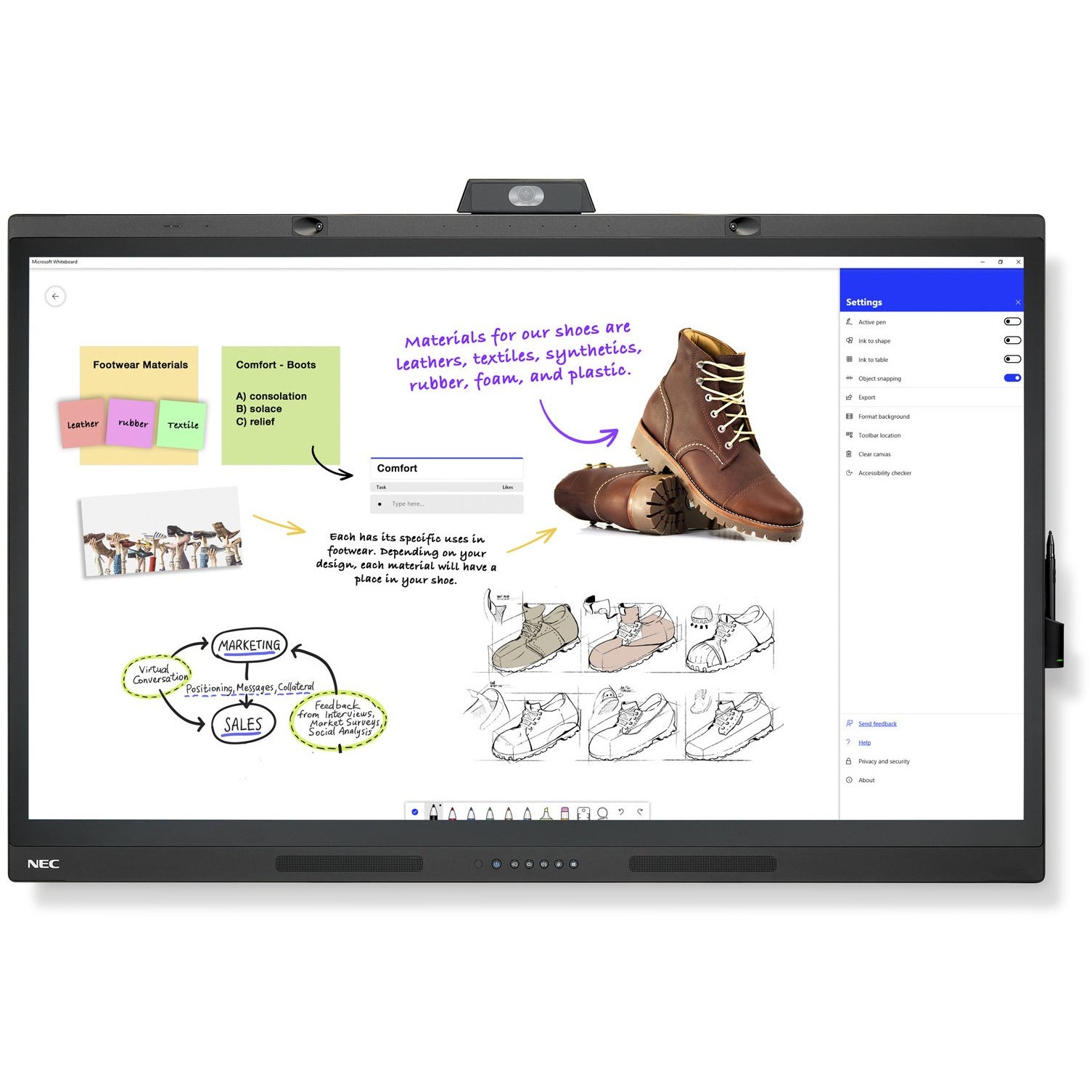 Dark Slate Gray NEC MultiSync® WD551 LCD 55" Windows Collaboration Display