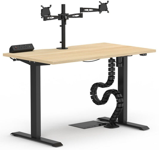 Light Gray Formetiq B/SPBUNDLE2 Sit-Stand Desk & Accessories Bundle - Monitor Arm, Under Desk Power Module, Boost Power Module, Power Cable & Cable Spine