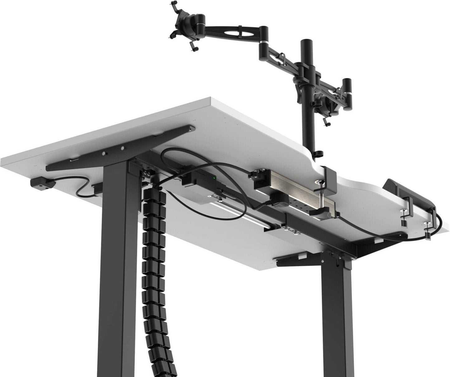 Dark Slate Gray Formetiq B/SPBUNDLE2 Sit-Stand Desk & Accessories Bundle - Monitor Arm, Under Desk Power Module, Boost Power Module, Power Cable & Cable Spine