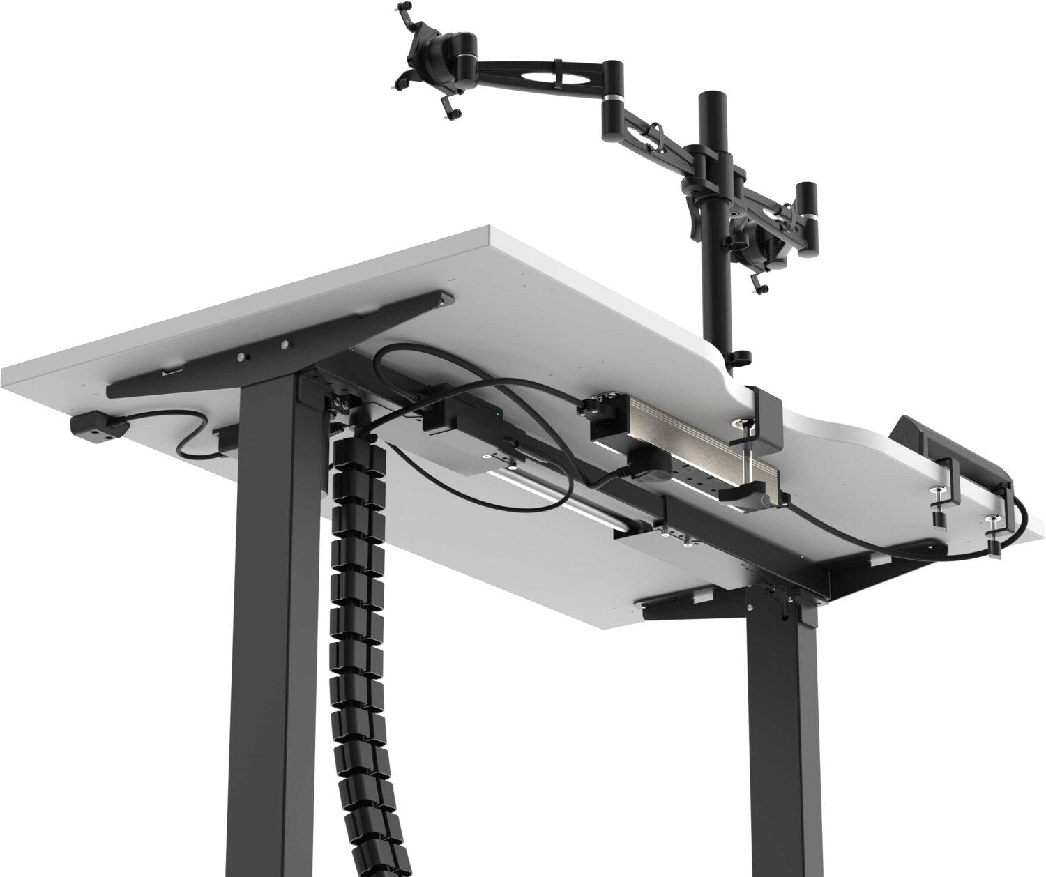 Dark Slate Gray Formetiq B/SPBUNDLE2 Sit-Stand Desk & Accessories Bundle - Monitor Arm, Under Desk Power Module, Boost Power Module, Power Cable & Cable Spine