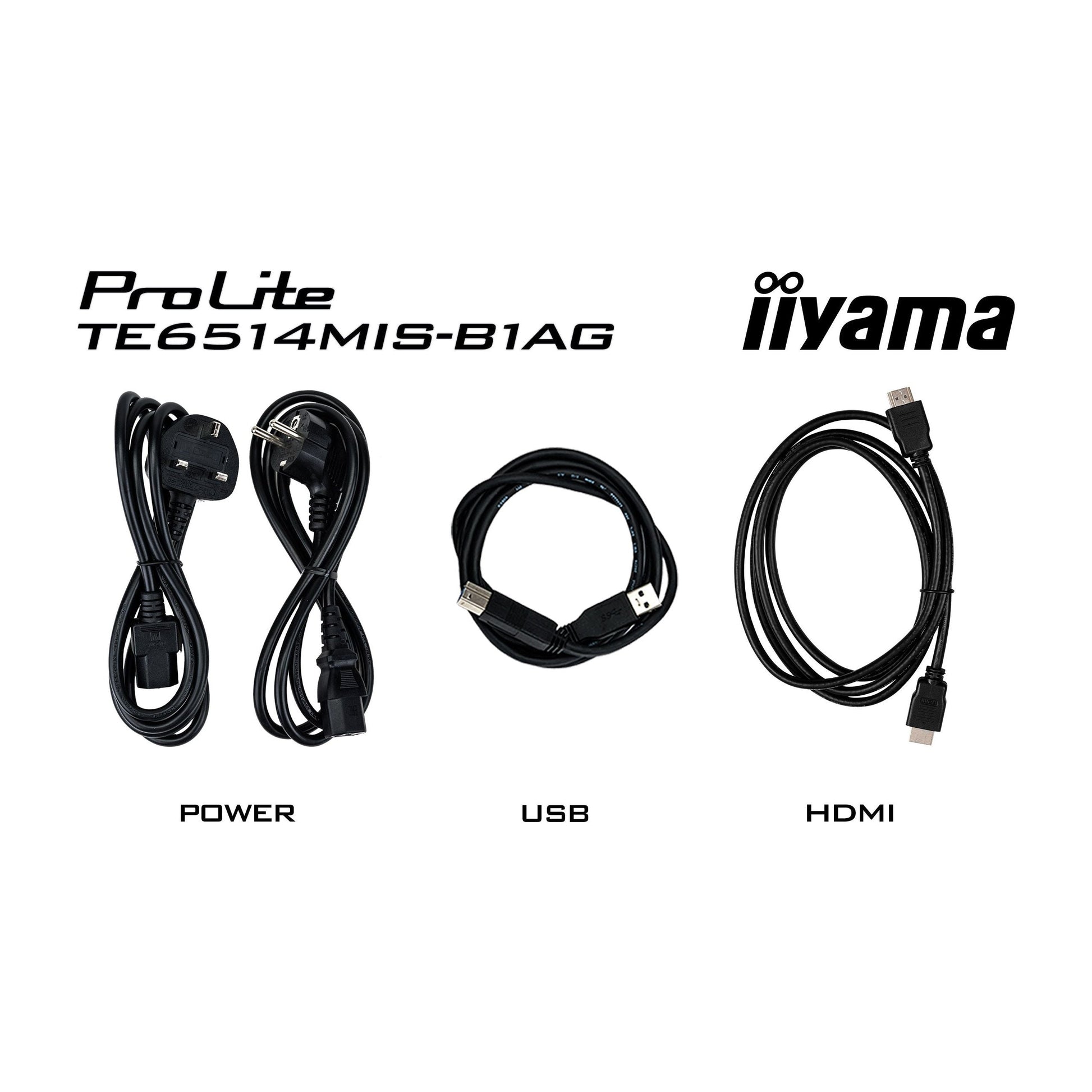 Black Iiyama ProLite TE6514MIS-B1AG 65" PureTouch-IR+ Touch Screen 4K 24/7 Large Format Display with Android, Wifi & USB-C