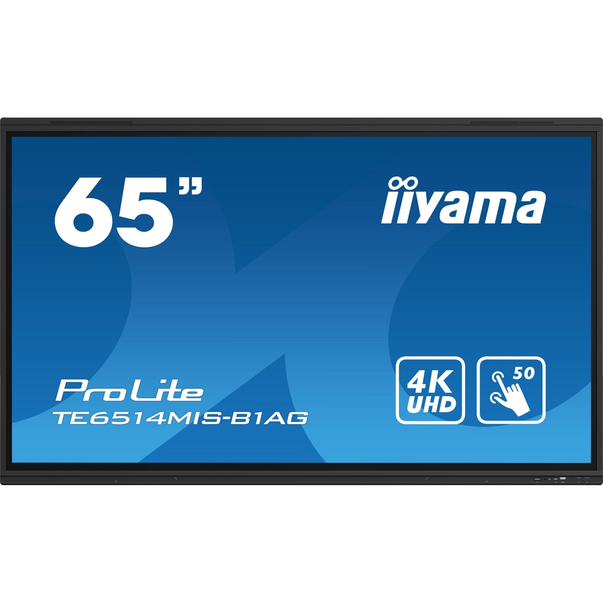 Dark Cyan Iiyama ProLite TE6514MIS-B1AG 65" PureTouch-IR+ Touch Screen 4K 24/7 Large Format Display with Android, Wifi & USB-C