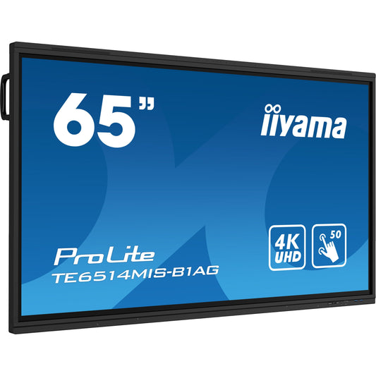 Dark Cyan Iiyama ProLite TE6514MIS-B1AG 65" PureTouch-IR+ Touch Screen 4K 24/7 Large Format Display with Android, Wifi & USB-C