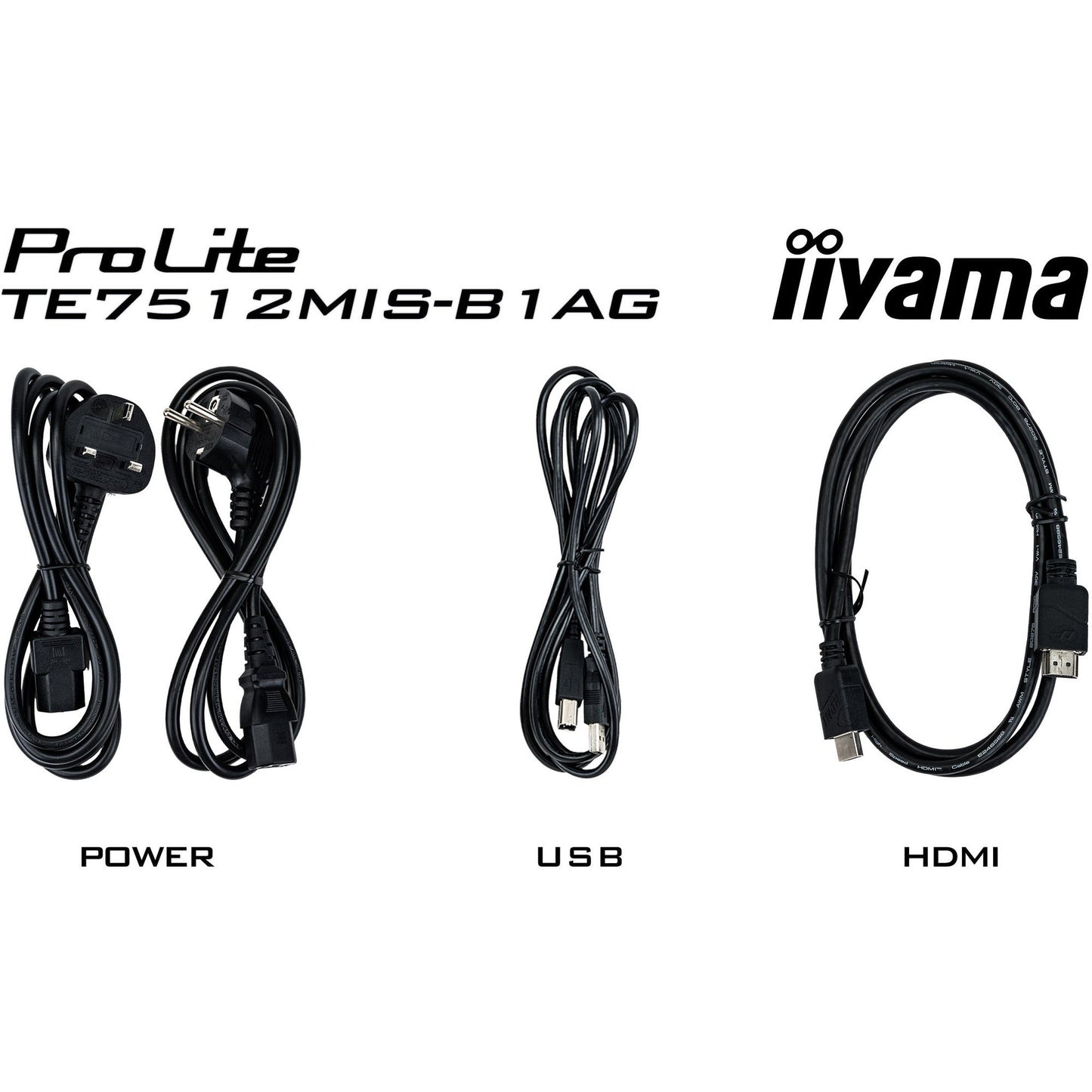 Black Iiyama ProLite TE7512MIS-B1AG 75" Interactive 4K UHD Touchscreen with User Profiles Software