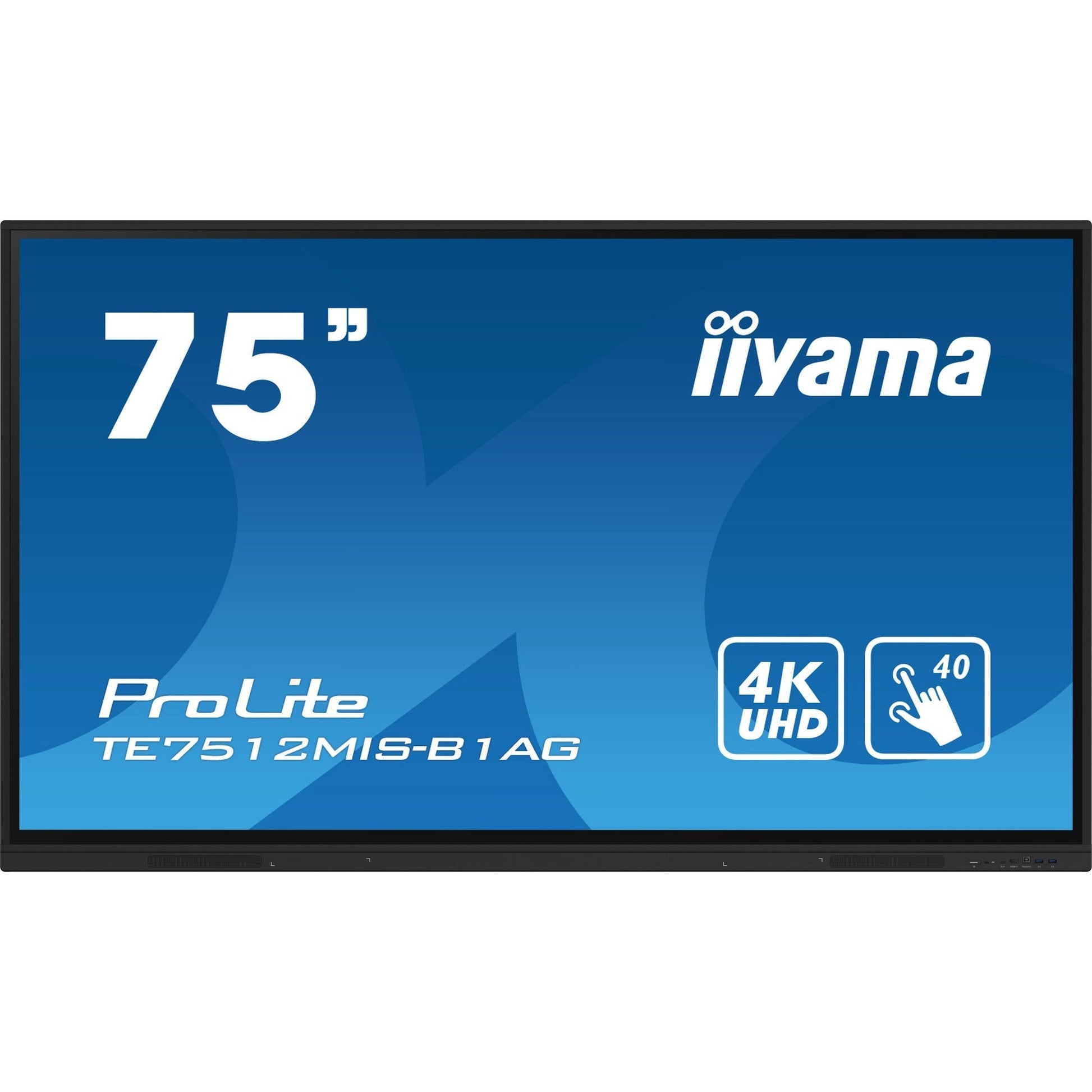 Dark Cyan Iiyama ProLite TE7512MIS-B1AG 75" Interactive 4K UHD Touchscreen with User Profiles Software