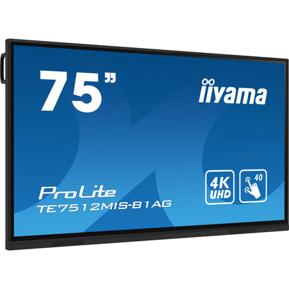 Dark Cyan Iiyama ProLite TE7512MIS-B1AG 75" Interactive 4K UHD Touchscreen with User Profiles Software