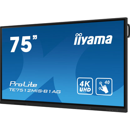 Dark Cyan Iiyama ProLite TE7512MIS-B1AG 75" Interactive 4K UHD Touchscreen with User Profiles Software