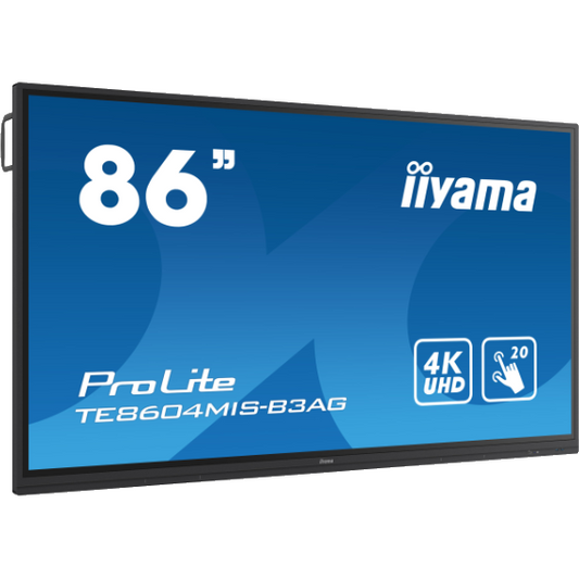 Dark Cyan Iiyama ProLite TE8604MIS-B3AG 86" Interactive  4K UHD LCD Touchscreen with Integrated Whiteboard Software