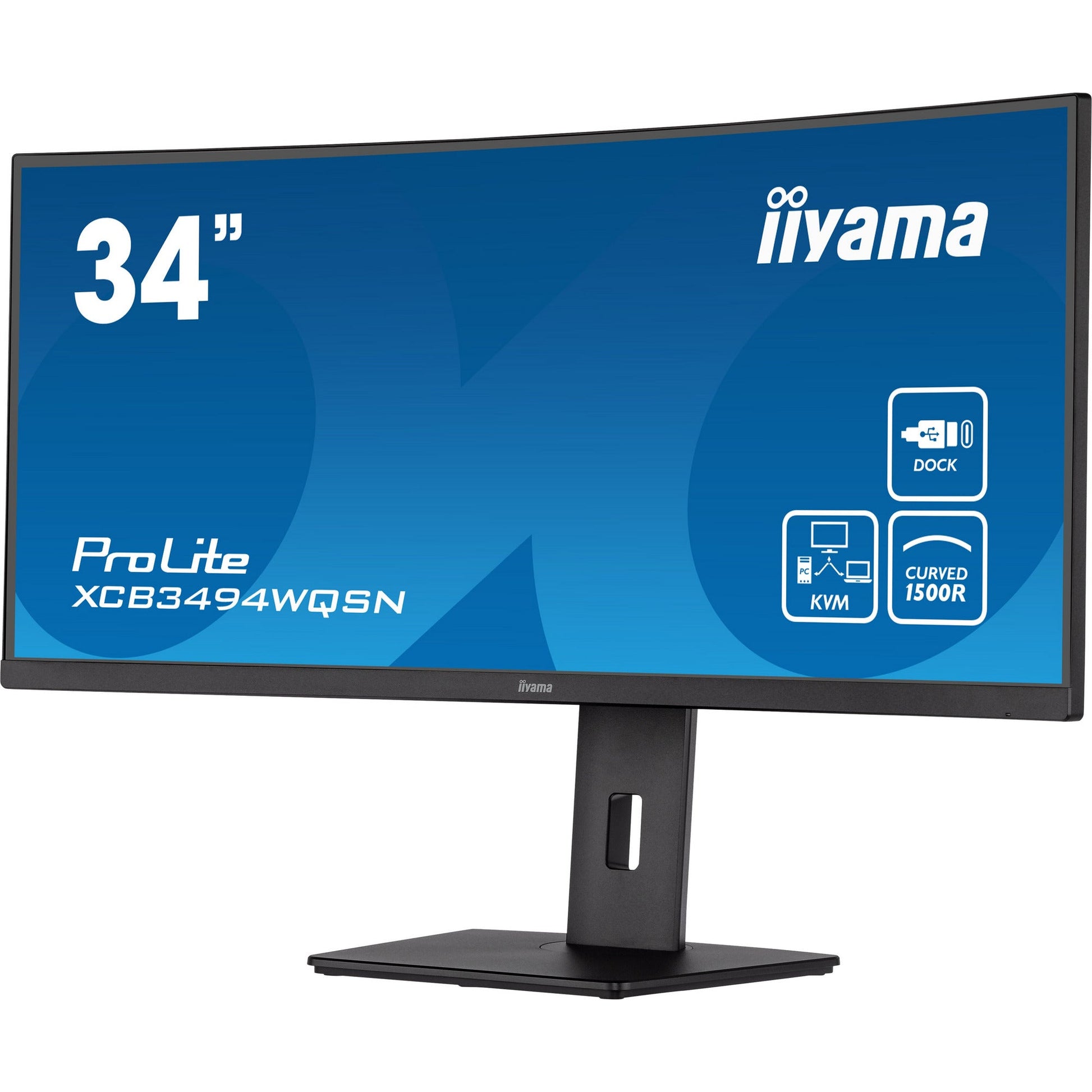 Dark Cyan iiyama ProLite XCB3494WQSN-B5 34" 1500R Curved Monitor with USB-C Dock & KVM