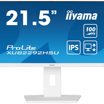 Dark Cyan iiyama ProLite XUB2292HSU-W6 21.5” IPS 100Hz Display with height adjustable stand in White