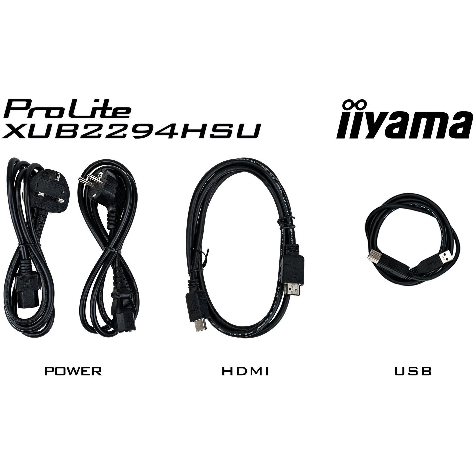 Black iiyama ProLite XUB2294HSU-B2 22" LCD HD Monitor