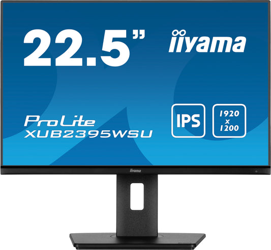 Dark Cyan iiyama ProLite XUB2395WSU-B5 22.5” 1920 x 1200 monitor featuring IPS panel technology and a height adjustable stand