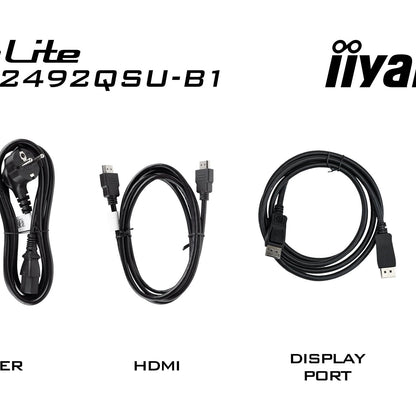 Black iiyama Prolite XUB2492QSU-B1 24” monitor with USB hub and height adjustable stand