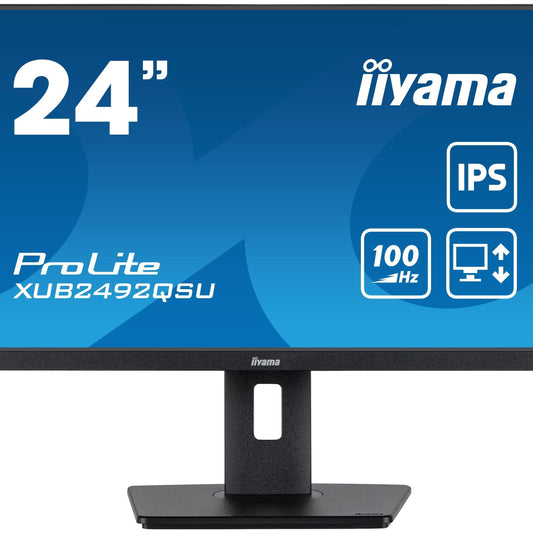 Dark Cyan iiyama Prolite XUB2492QSU-B1 24” monitor with USB hub and height adjustable stand