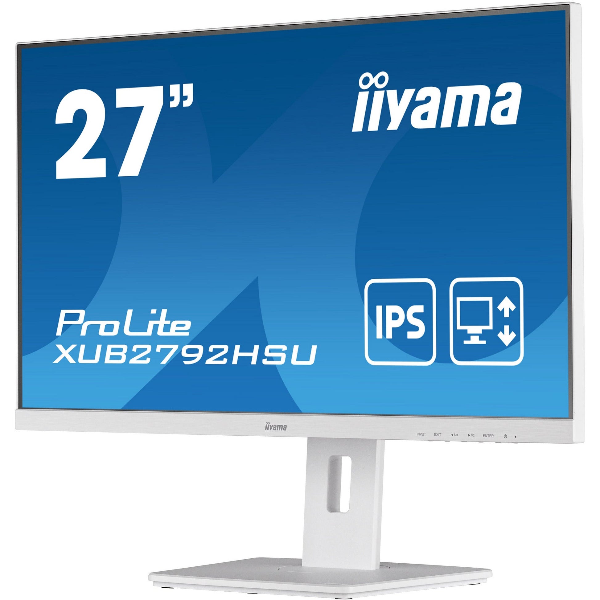 Steel Blue Iiyama ProLite XUB2792HSU-W5 27” IPS Monitor with Height Adjust Stand in White