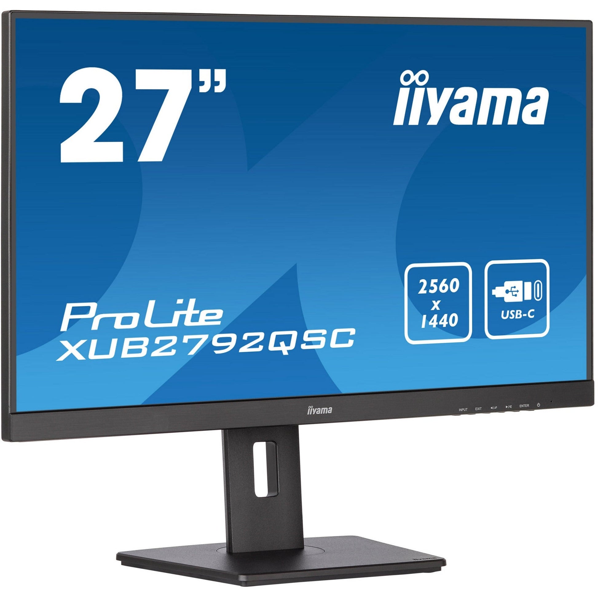 Dark Cyan iiyama Prolite XUB2792QSC-B5 27’’ WQHD 2560x1440 IPS Display with USB-C dock and 65W Power Delivery