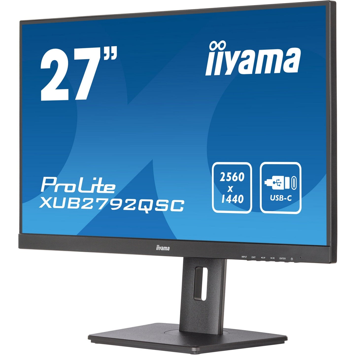 Dark Cyan iiyama Prolite XUB2792QSC-B5 27’’ WQHD 2560x1440 IPS Display with USB-C dock and 65W Power Delivery