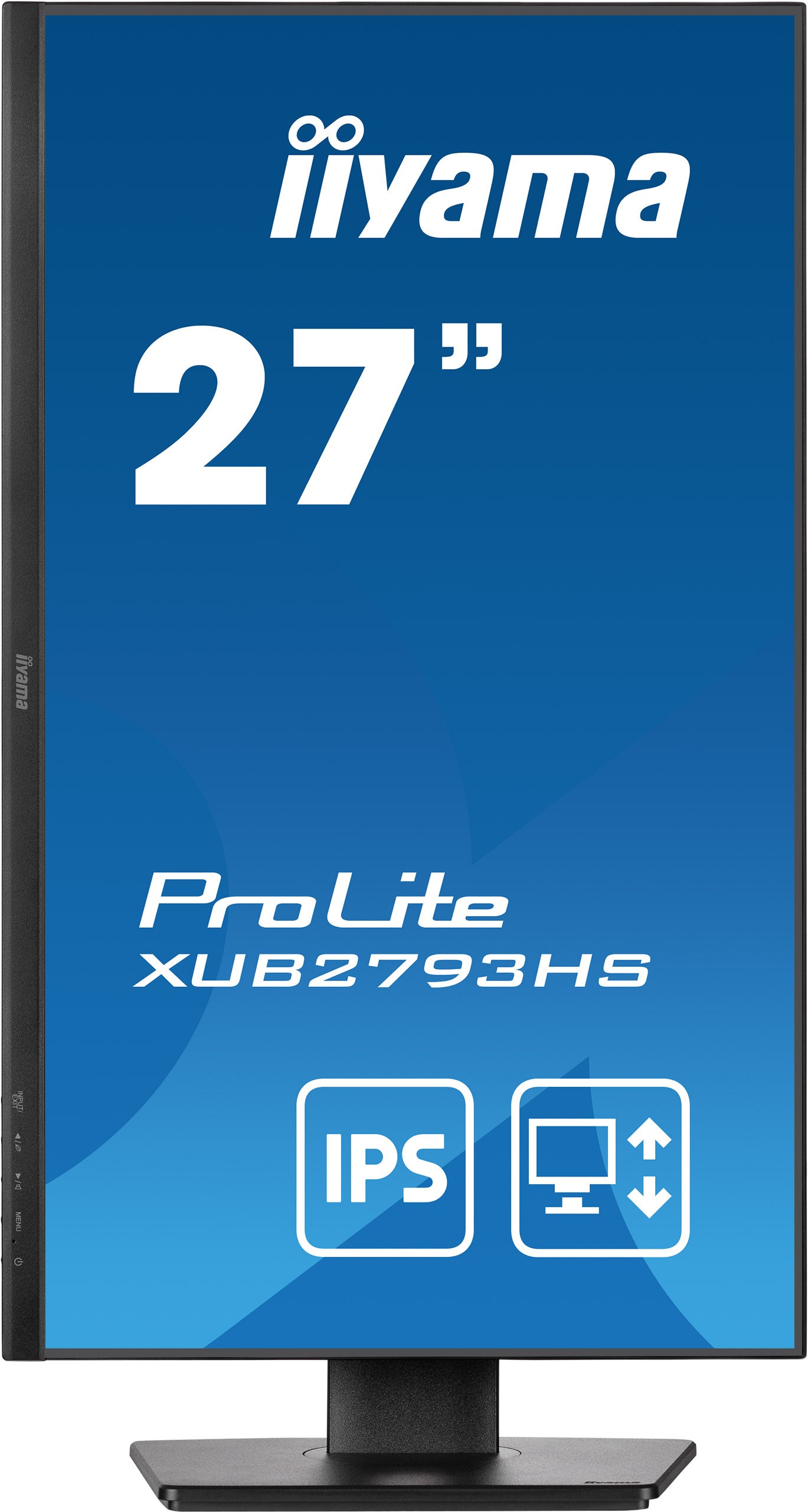 Dark Cyan iiyama ProLite XUB2793HS-B6 27" Full HD IPS monitor with edge-to-edge design, for multi-monitor setups with height adjustable stand