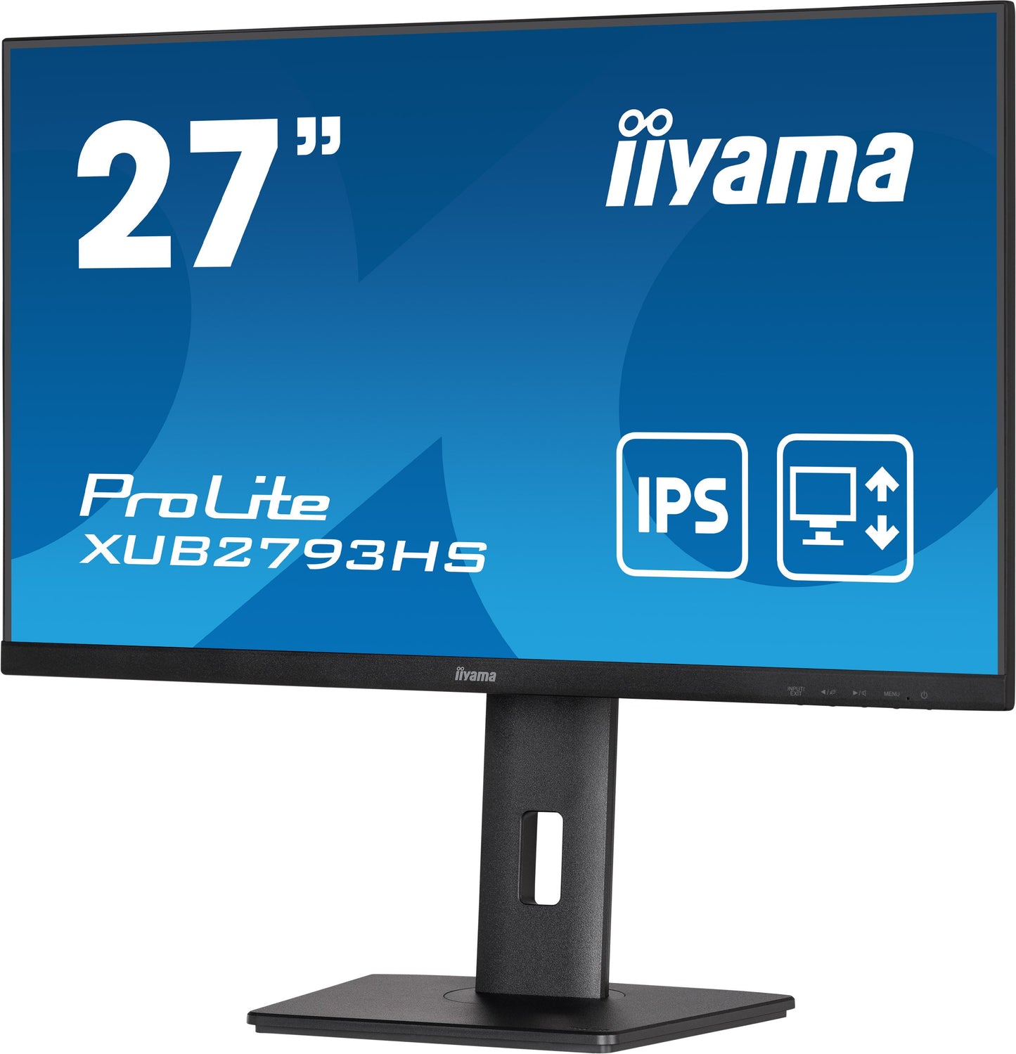 Dark Cyan iiyama ProLite XUB2793HS-B6 27" Full HD IPS monitor with edge-to-edge design, for multi-monitor setups with height adjustable stand