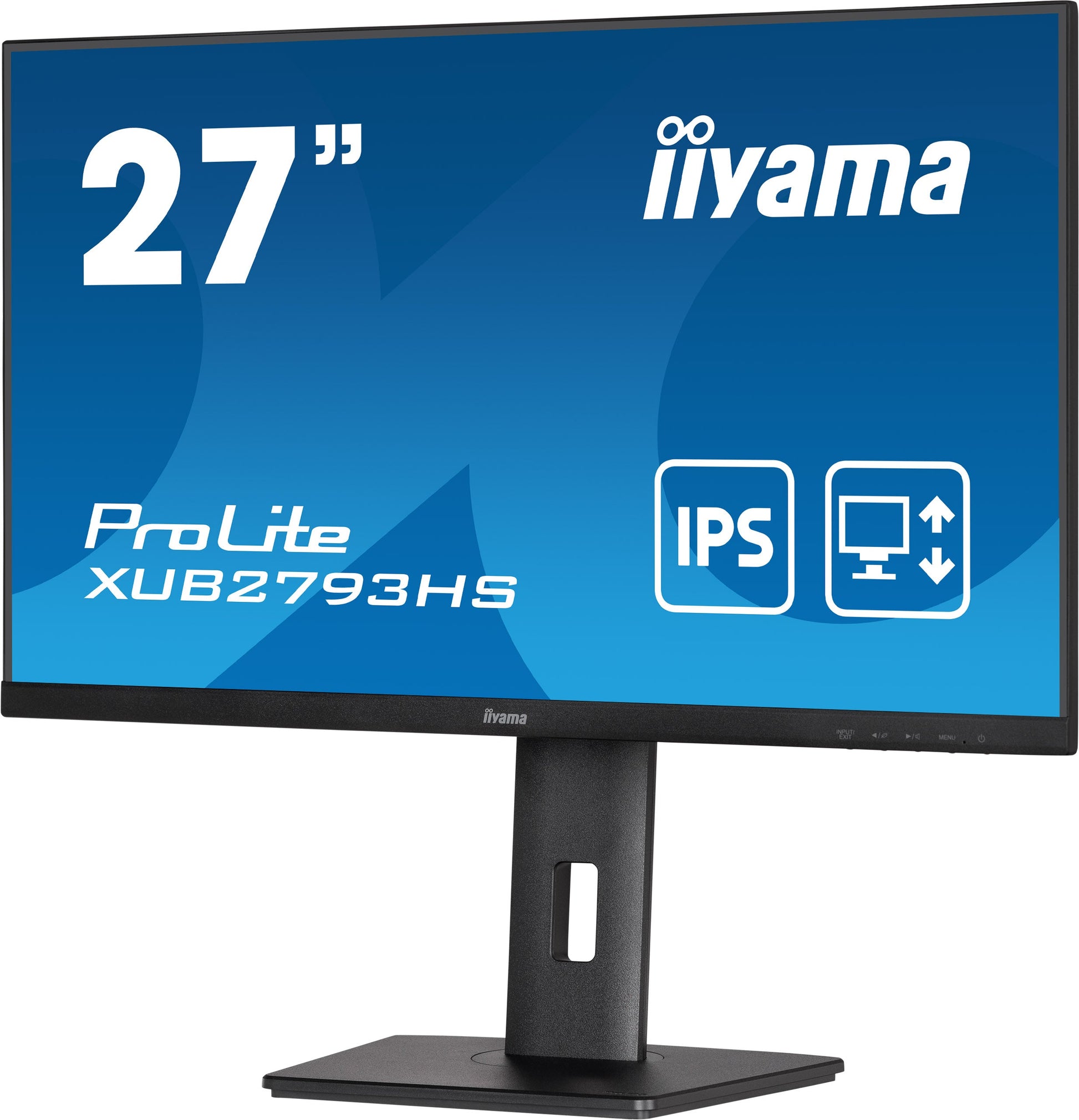 Dark Cyan iiyama ProLite XUB2793HS-B6 27" Full HD IPS monitor with edge-to-edge design, for multi-monitor setups with height adjustable stand