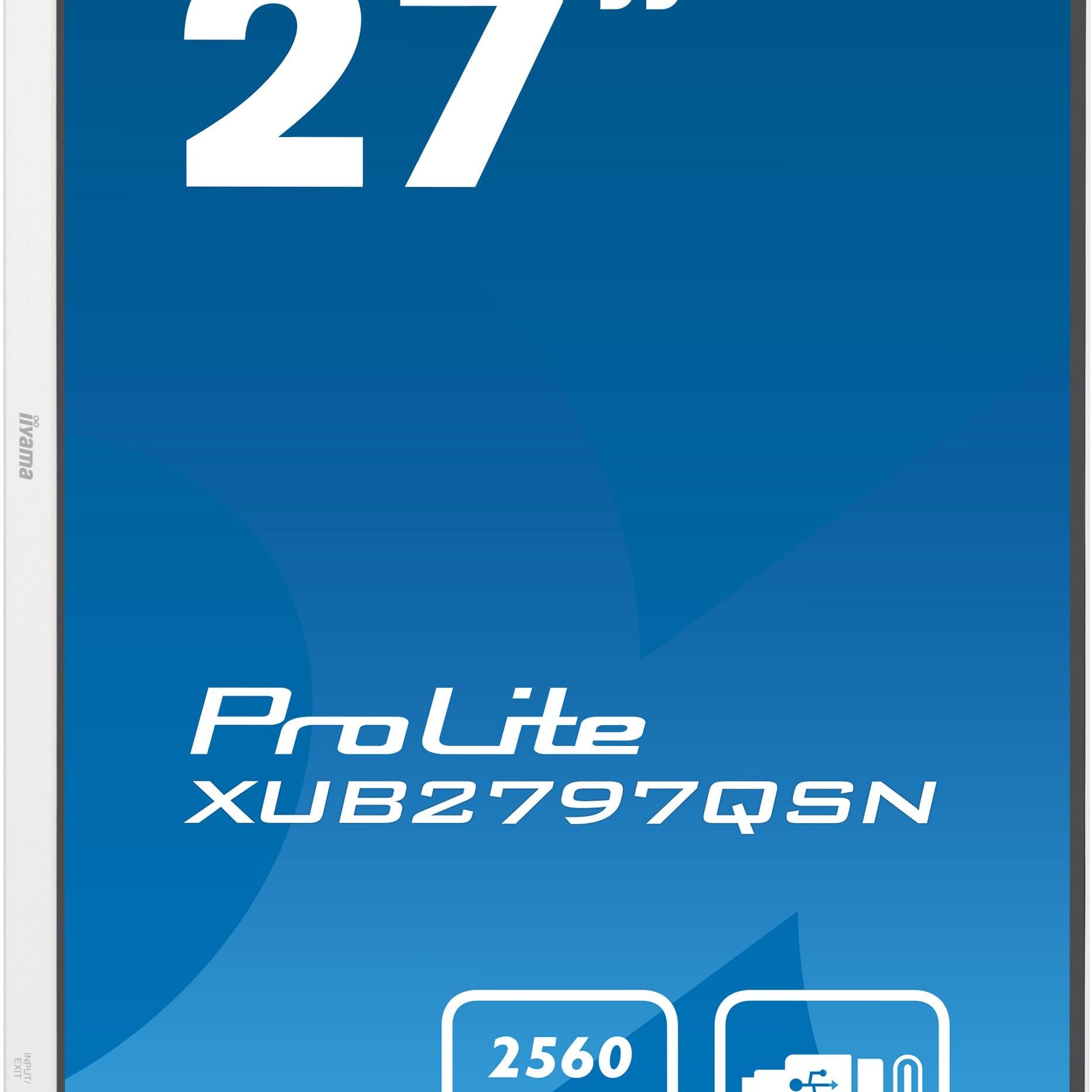 Dark Cyan iiyama ProLite XUB2797QSN-W1 27" WQHD IPS Display with USB-C dock and RJ45 (LAN)