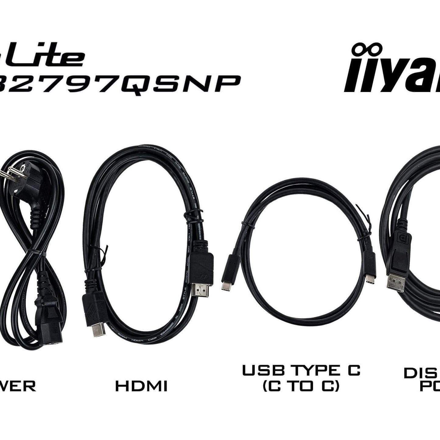 Black iiyama ProLite XUB2797QSNP-B1 27’’ WQHD IPS Monitor with RJ45 (LAN), KVM Switch & USB-C Dock (96W Power Delivery)
