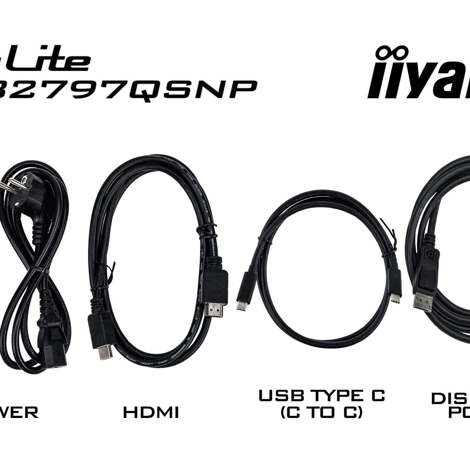 Black iiyama ProLite XUB2797QSNP-B1 27’’ WQHD IPS Monitor with RJ45 (LAN), KVM Switch & USB-C Dock (96W Power Delivery)