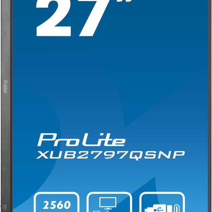 Dark Cyan iiyama ProLite XUB2797QSNP-B1 27’’ WQHD IPS Monitor with RJ45 (LAN), KVM Switch & USB-C Dock (96W Power Delivery)