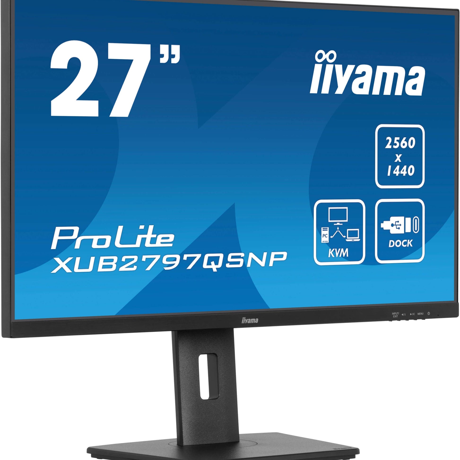 Dark Cyan iiyama ProLite XUB2797QSNP-B1 27’’ WQHD IPS Monitor with RJ45 (LAN), KVM Switch & USB-C Dock (96W Power Delivery)
