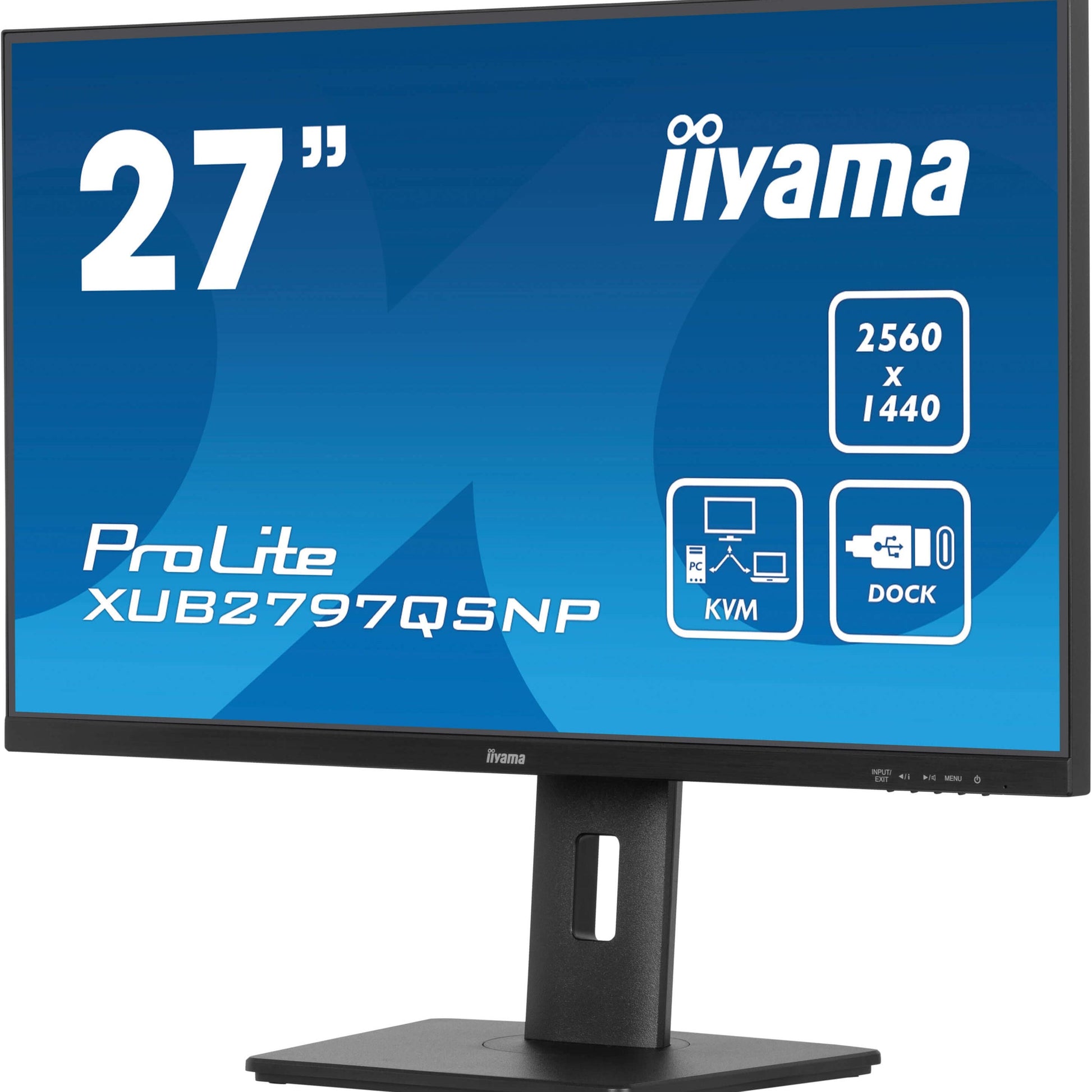 Dark Cyan iiyama ProLite XUB2797QSNP-B1 27’’ WQHD IPS Monitor with RJ45 (LAN), KVM Switch & USB-C Dock (96W Power Delivery)
