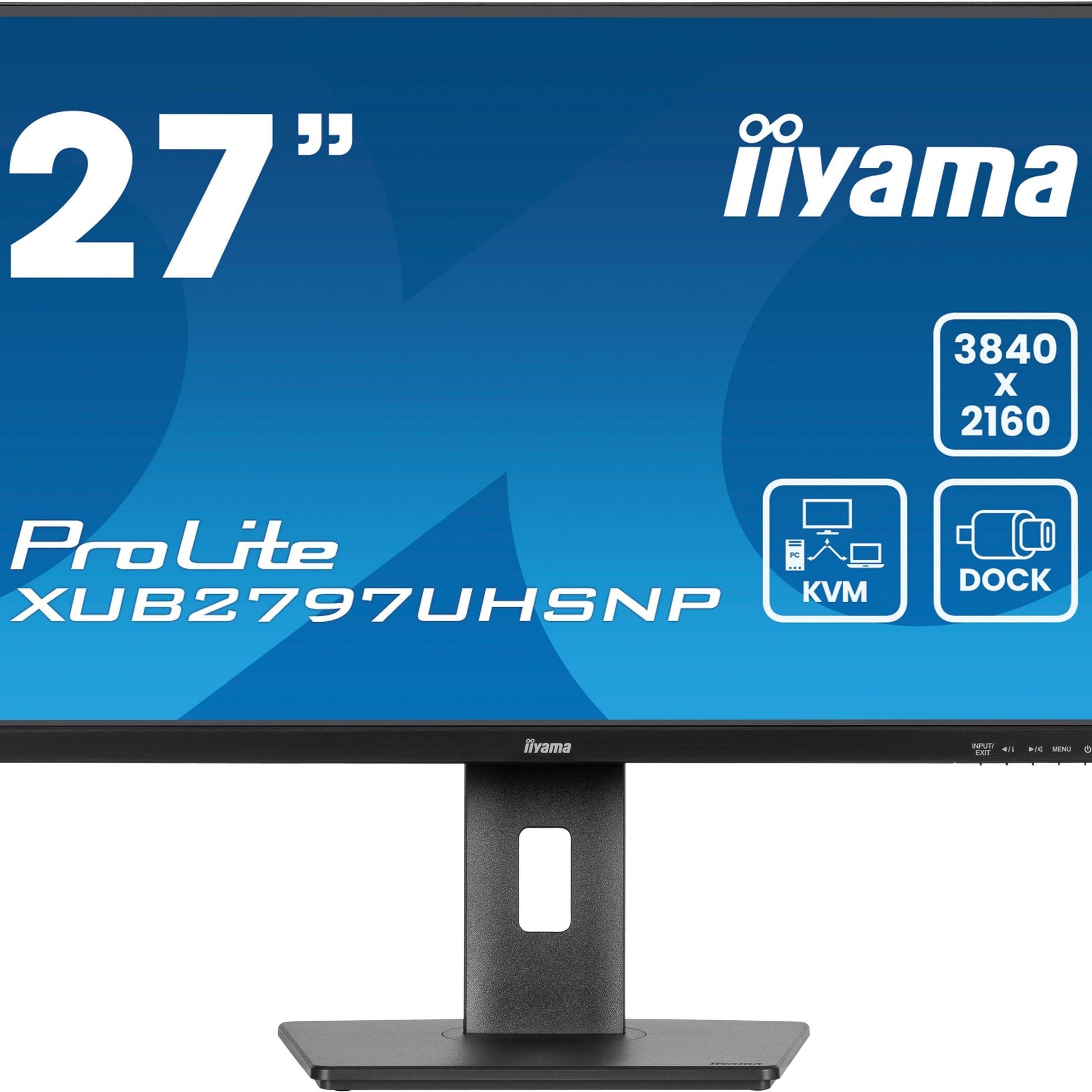 Dark Cyan iiyama ProLite XUB2797UHSNP-B1 27" 4K IPS Desktop Monitor with USB-C (96W PD), KVM Switch, and RJ45