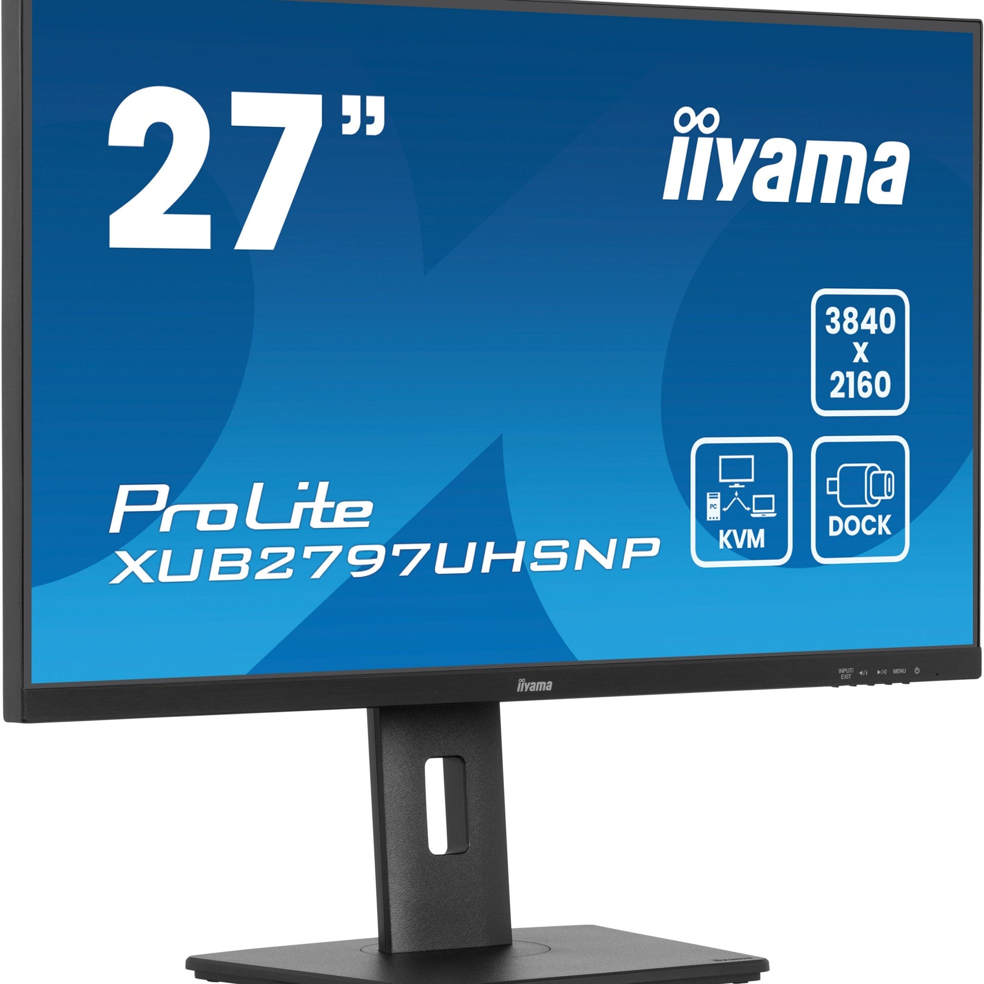 Dark Cyan iiyama ProLite XUB2797UHSNP-B1 27" 4K IPS Desktop Monitor with USB-C (96W PD), KVM Switch, and RJ45