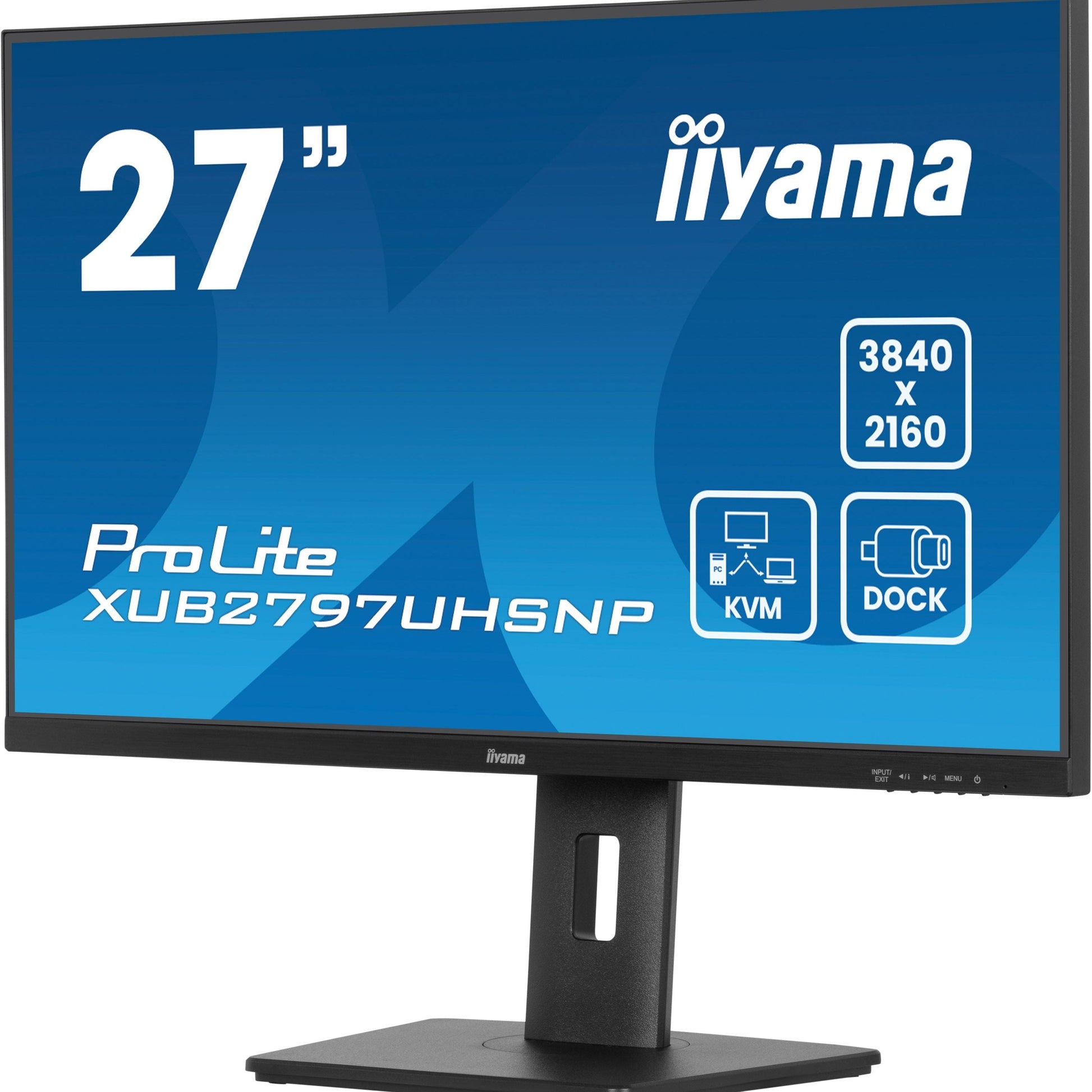 Dark Cyan iiyama ProLite XUB2797UHSNP-B1 27" 4K IPS Desktop Monitor with USB-C (96W PD), KVM Switch, and RJ45