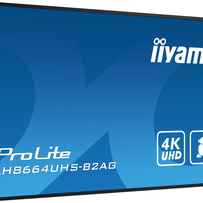 Dark Cyan iiyama LH8664UHS-B2AG Signage Display Digital signage flat panel 2.18 m (86") Wi-Fi 500 cd/m² 4K Ultra HD Black Built-in processor Android 24/7