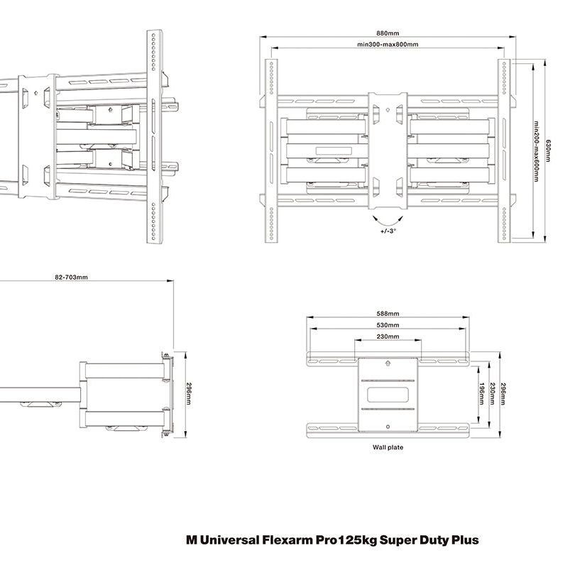 Light Gray Multibrackets M Universal Flexarm Pro 125kg Super Duty Plus