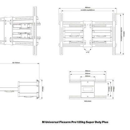 Light Gray Multibrackets M Universal Flexarm Pro 125kg Super Duty Plus