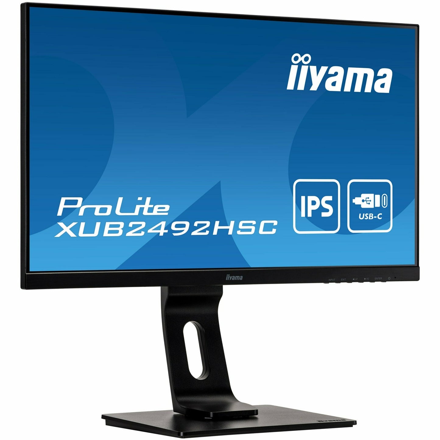 Dark Cyan iiyama XUB2492HSC-B1 24" IPS LCD USB-C Display with 65W Charging and Height Adjustable Stand