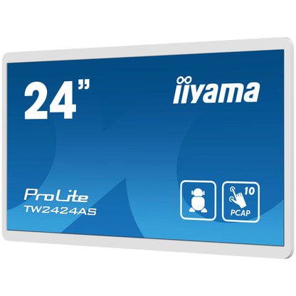 Dark Cyan iiyama TW2424AS-W1 Signage Display Digital signage flat panel 60.5 cm (23.8") Wi-Fi 250 cd/m² 4K Ultra HD Black Touchscreen Built-in processor Android 24/7