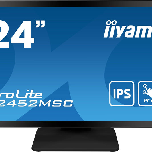 Dark Cyan iiyama ProLite T2452MSC-B1 computer monitor 60.5 cm (23.8") 1920 x 1080 pixels Full HD LCD Touchscreen Multi-user Black