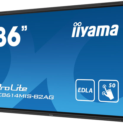 Dark Cyan iiyama PROLITE TE8614MIS-B2AG Digital signage flat panel 2.18 m (86") LCD Wi-Fi 435 cd/m² 4K Ultra HD Black Touchscreen Built-in processor Android 24/7