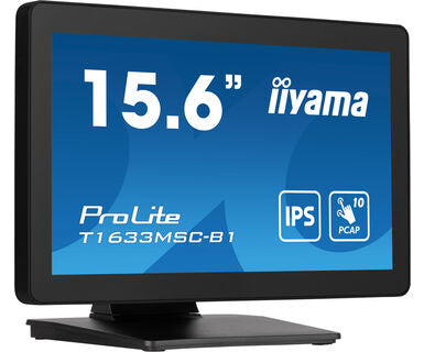 Dark Cyan iiyama ProLite T1633MSC-B1 computer monitor 39.6 cm (15.6") 1920 x 1080 pixels Full HD LCD Touchscreen Black