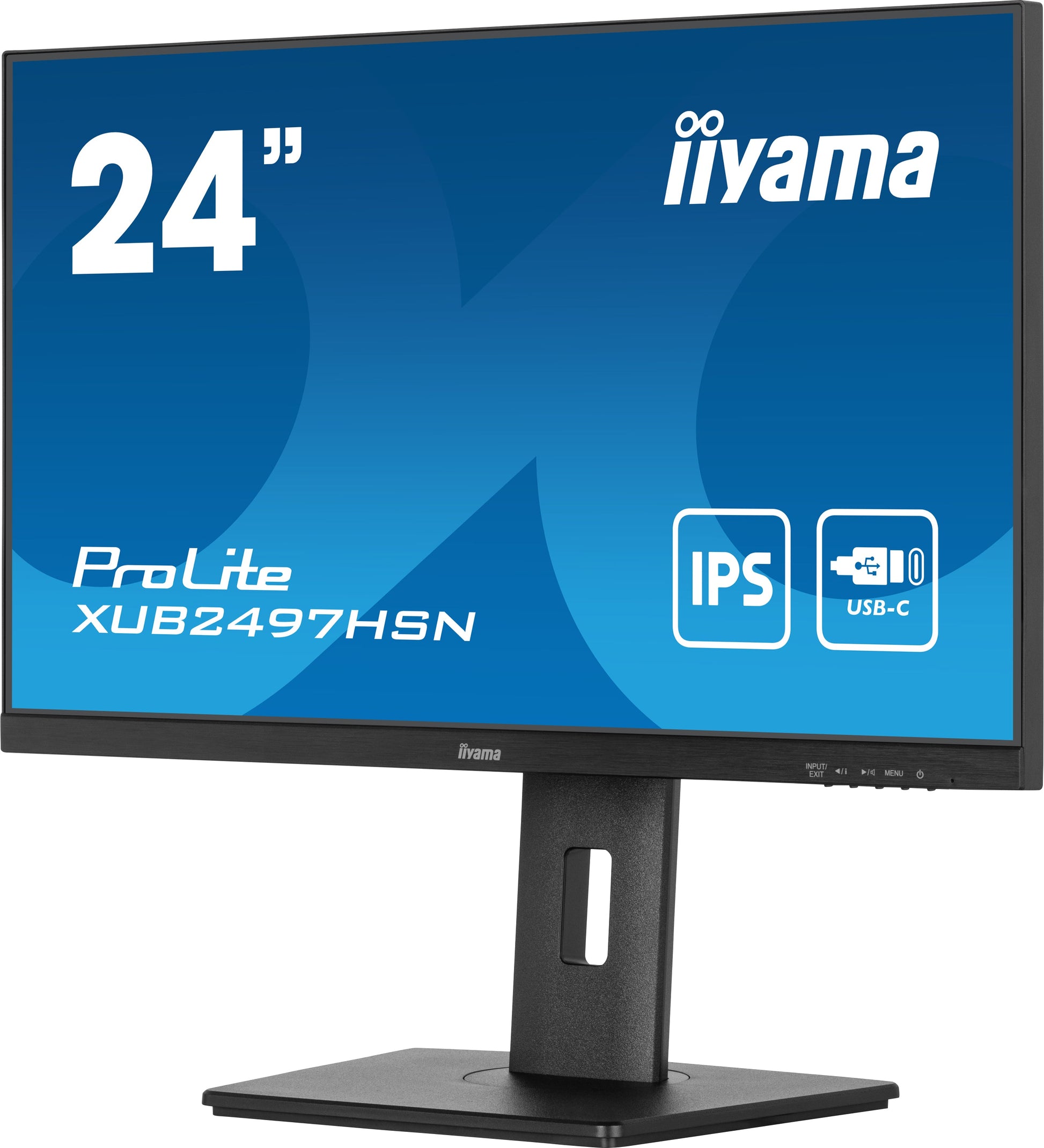 Dark Cyan iiyama ProLite XUB2497HSN-B1 24" LED Full HD Display with USB-C & RJ45 (LAN) in Black