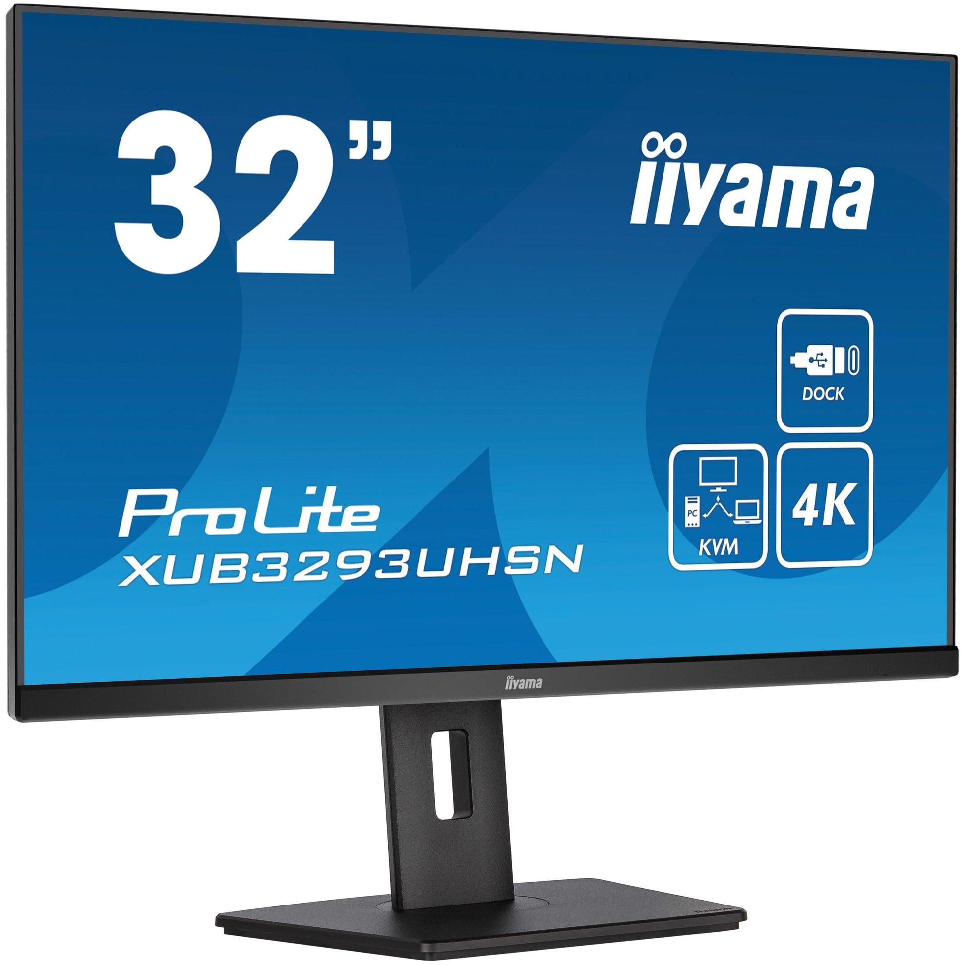 Dark Cyan iiyama ProLite XUB3293UHSN-B5 32" 3840 x 2160 pixels 4K UHD IPS Display with USB-C Dock & RJ45 (LAN)
