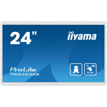 Dark Cyan iiyama TW2424AS-W1 Signage Display Digital signage flat panel 60.5 cm (23.8") Wi-Fi 250 cd/m² 4K Ultra HD Black Touchscreen Built-in processor Android 24/7